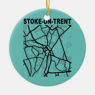 Stoke on Trent Stadtstraßenkarte Vereinigtes König Keramik Ornament
