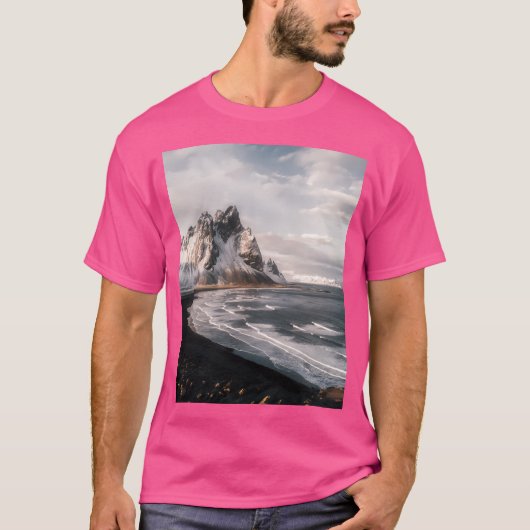 Stokksnes Icelandic Mountain Beach Sunset - Landsc T-Shirt (Vorderseite)
