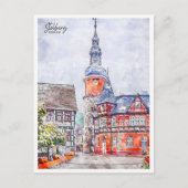 Stolberg Deutschland Vintage Reise Aquarell Postkarte (Vorderseite)