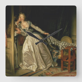 Stolen Kiss Jean-Honore Fragonard Quadratische Wanduhr