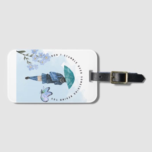 Stolpern Sie nicht über etwas hinter Ihnen Gepäckanhänger (Vorderseite (Horizontal))