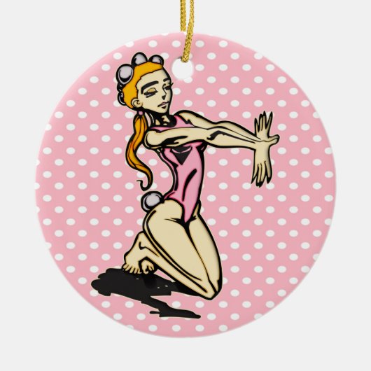 Stolpernde Leistung Keramik Ornament (Vorne)