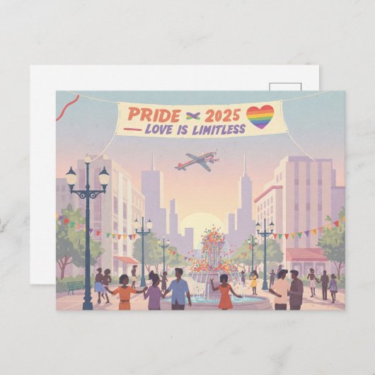 "Stolz 2025 - Liebe ist grenzenlos" Postkarte (Vorne/Hinten)