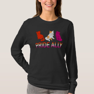 Stolz Allied Niedlich drei lesbische Flagge Katze T-Shirt