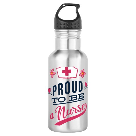 Stolz als Krankenschwester Edelstahlflasche (Vorderseite)