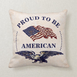 STOLZ, AMERIKANISCHER VINTAGER ADLER UND FLAGGE ZU KISSEN