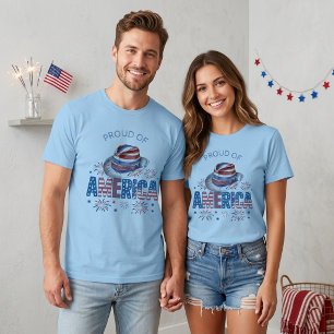 Stolz Amerikas Stars Striphut und Firecracker T-Shirt