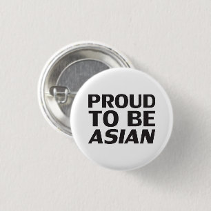 Stolz, asiatisch, Schwarz-weiß Button
