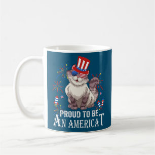 Stolz auf Ameriat Cat US Flag Happy Vierte 4. Kaffeetasse