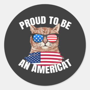 Stolz auf Ameriat Cat USA Flag Happy Vierte 4. Runder Aufkleber