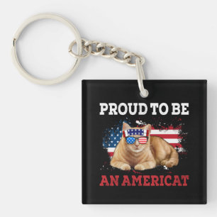 Stolz auf Ameriat Cat USA Flag Happy Vierte 4. Schlüsselanhänger