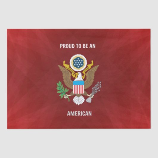 "Stolz auf Amerikaner", rot, weiß und blau, Seidenpapier (Vorderseite)
