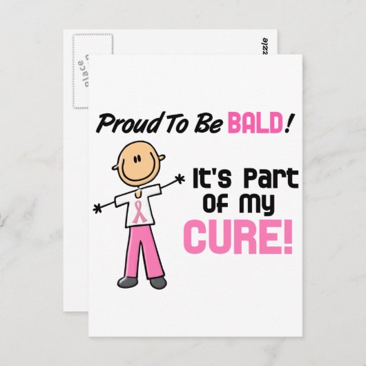 Stolz auf baldes Brustkrebs Strichmännchen Postkarte (Vorne/Hinten)