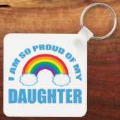 Stolz auf den Gay Pride meines Tochter-Regenbogens Schlüsselanhänger (Rückseite)