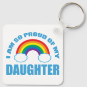 Stolz auf den Gay Pride meines Tochter-Regenbogens Schlüsselanhänger (Rückseite)