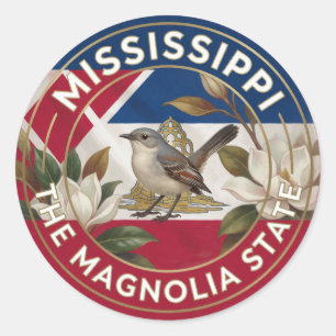 Stolz auf den Staat Mississippi ✦ Magnolien-Erbe Runder Aufkleber