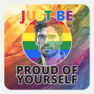 Stolz auf dich - Gay Pride Hispanic Male Quadratischer Aufkleber