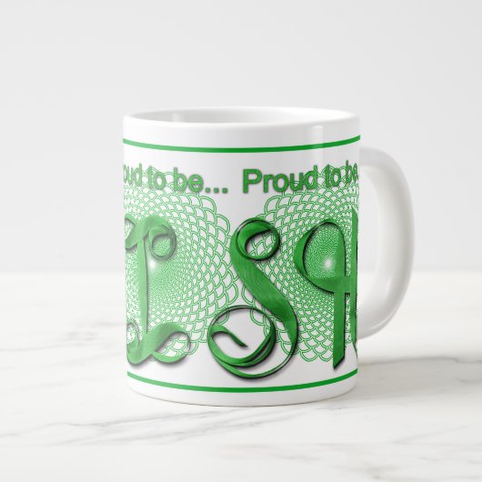 "Stolz auf Iren" Ribbon Holiday Typografie Jumbo-Tasse (Vorderseite Rechts)