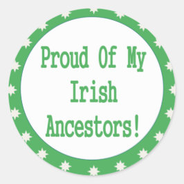 Stolz auf meine irischen Vorfahren Runder Aufkleber