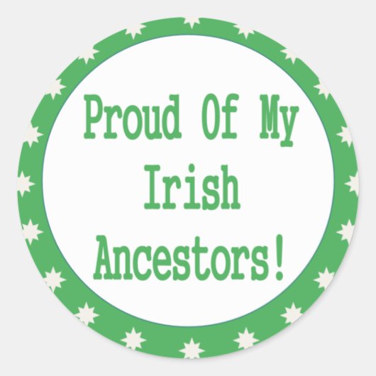 Stolz auf meine irischen Vorfahren Runder Aufkleber (Vorderseite)