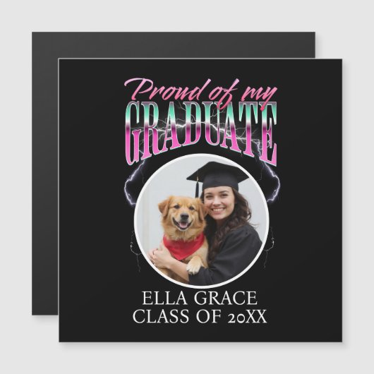 Stolz auf meinen Graduate Custom Pic Chrome Lightn Magnetkarte (Vorne/Hinten)