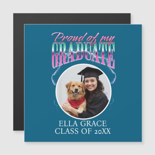 Stolz auf meinen Graduate Custom Pic Chrome Lightn Magnetkarte (Vorne/Hinten)