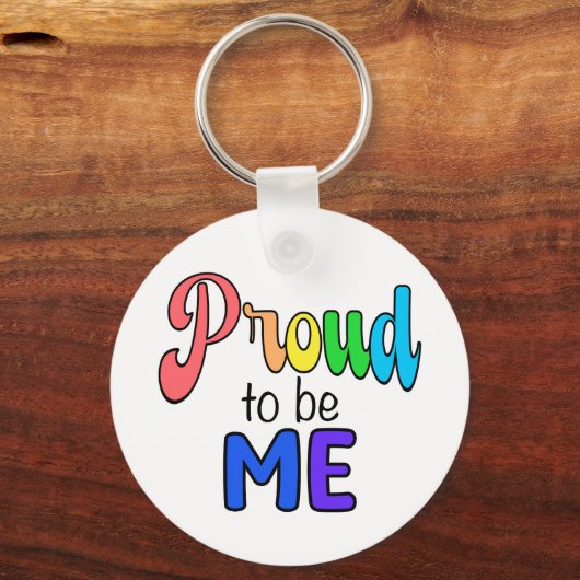 "Stolz auf mich" Regenbogentext Schlüsselanhänger (Rückseite)