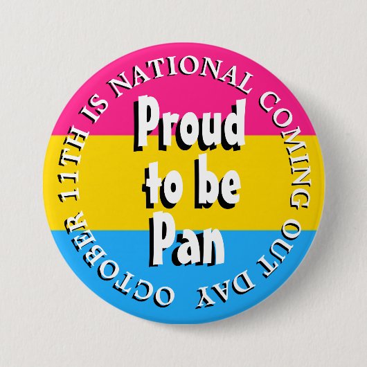 Stolz auf Pan, 11. Oktober Coming Out Day Button (Vorderseite)