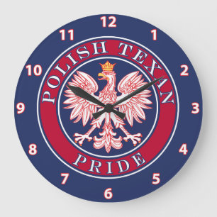 Stolz auf Polen und Texas Große Wanduhr