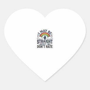 Stolz auf Straight Ally Regenbogen Vintage Vektor Herz-Aufkleber