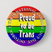 Stolz auf Trans, National Coming Out Day Button (Vorderseite)