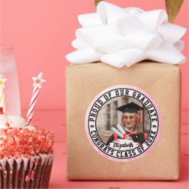 Stolz auf unser Graduate Trendy Abschluss Foto Nie Runder Aufkleber