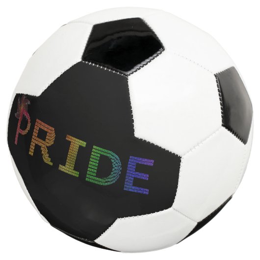 Stolz-Aufkleber - Regenbogen-Text Fußball (Dreiviertel)