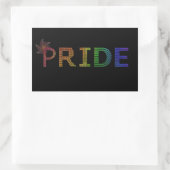 Stolz-Aufkleber - Regenbogen-Text Rechteckiger Aufkleber (Tasche)