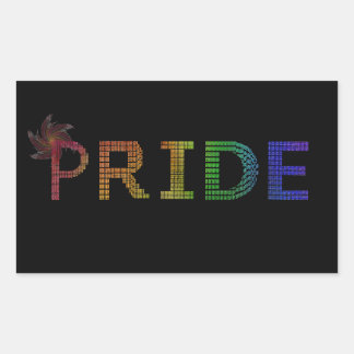 Stolz-Aufkleber - Regenbogen-Text Rechteckiger Aufkleber