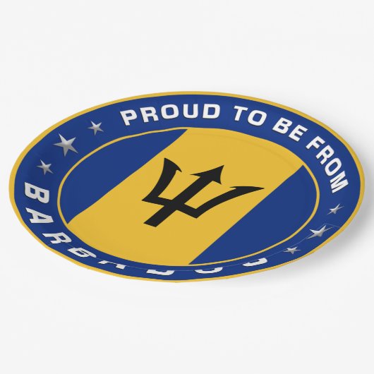 Stolz aus Barbados Pappteller (Schrägansicht)