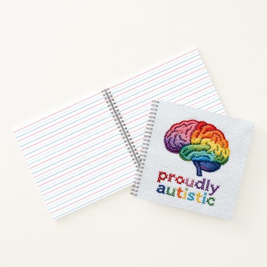 Stolz Autistisch besticktes Rainbow Brain Design Notizblock (Innenseite)