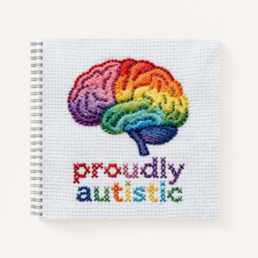 Stolz Autistisch besticktes Rainbow Brain Design Notizblock (Vorderseite)