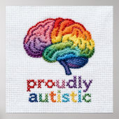 Stolz Autistisch besticktes Rainbow Brain Design Poster (Vorne)