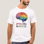 Stolz Autistisch besticktes Rainbow Brain Design T-Shirt (Vorderseite)
