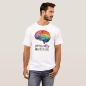 Stolz Autistisch besticktes Rainbow Brain Design T-Shirt (Vorne ganz)