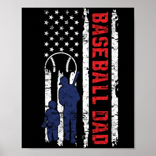 Stolz Baseball Vater American Flag Sportvater Poster (Vorne)