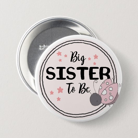 Stolz Big Sister-to-Be mit Ladybug Illustration Button (Vorne & Hinten)