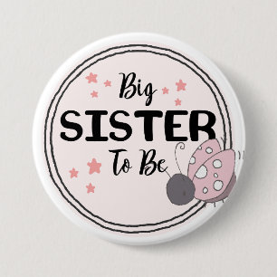 Stolz Big Sister-to-Be mit Ladybug Illustration Button