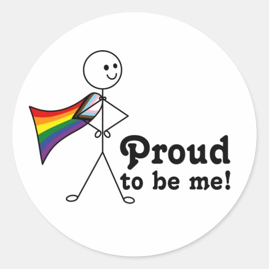 Stolz bin ich LGBTQ+ Rainbow Quasar Progress Prid Runder Aufkleber (Vorderseite)
