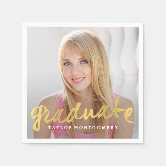 Stolz Brushed Foto Abschluss Napkins Serviette (Vorderseite)