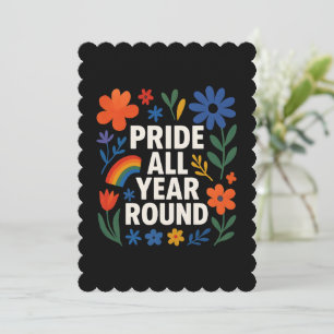 Stolz das ganze Jahr über LGBTQ+ Regenbogen-Design Einladung