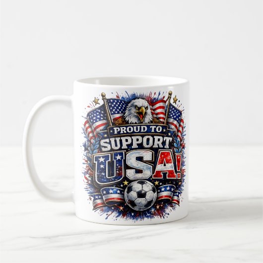 STOLZ, DAS USA-Soccer-Team zu unterstützen | Ameri Kaffeetasse (Links)