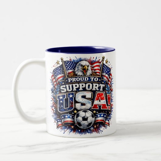 STOLZ, DAS USA-Soccer-Team zu unterstützen | Ameri Zweifarbige Tasse (Links)