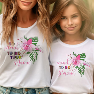 Stolz, deine Mama zu sein Rosa Orchideen passendes T-Shirt